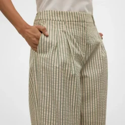 Hot Dame Siv Stribede Bukser Lysegrøn Dame Jeans, Bukser Og Leggings·Bukser