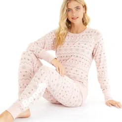 Dame Soffi Loungewear Set Stoflig Rosa Fairisle Dame Undertøj, Sokker Og Nattøj·Nattøj