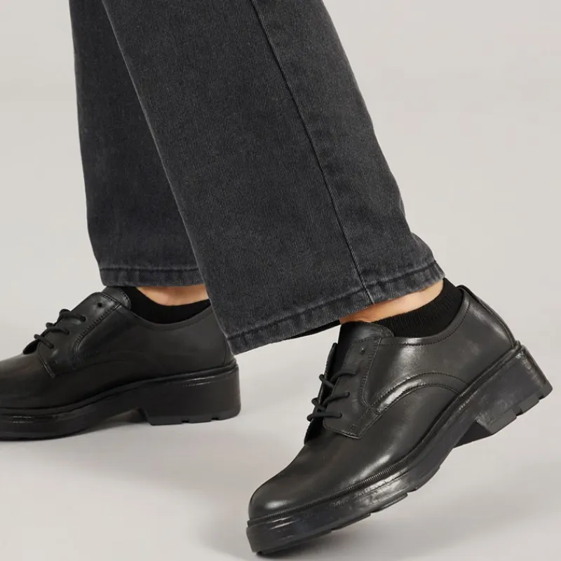 Hot Dame Swelen Chunky Oxford Sko Sort Dame Sko|Sko