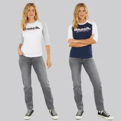 Best Dame To Pakke 3/​4 Ærme T-Shirts Hvid Marineblå Dame Multipakker·Overdele|Overdele·T-Shirts