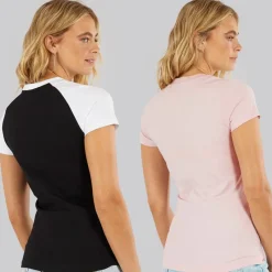 Clearance Dame To Pakke T-Shirts Sort Lyserød Dame Multipakker·Overdele|Overdele·T-Shirts