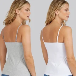 Hot Dame to pak vest Bright White/​Light Grey Marl Dame Multipakker·Overdele|Overdele·Veste