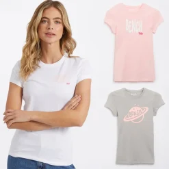 Hot Dame T-shirts med print Lolah (pakke med 3) lyserød/​sølvgrå/​hvid Dame Multipakker·Overdele|Overdele·T-Shirts