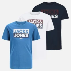 Outlet Drenge Atfal Tre Pakke T-shirts Colbalt Blå /​ Hvid /​ Navy Print Multipakker|T-Shirts Og Undertrøjer