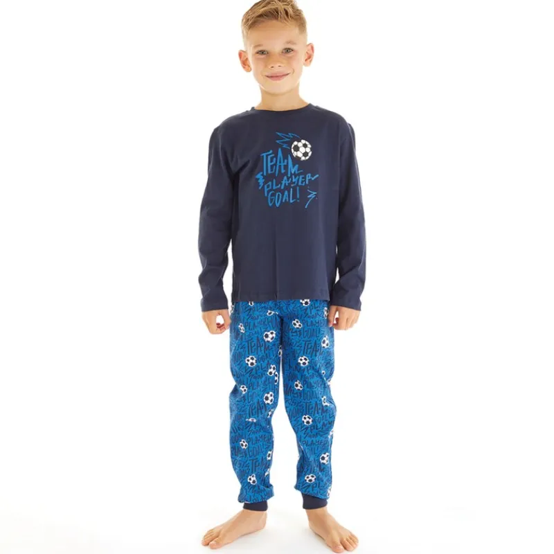 Discount Drenge Fodbold Pyjamasæt Blå Nattøj|Nattøj