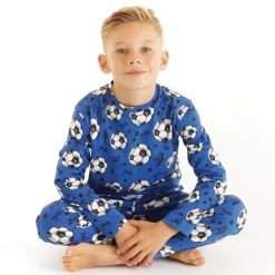 Online Drenge Fodbold Pyjamasæt Klassisk Blå Nattøj|Nattøj