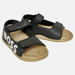 Best Drenge Logo Velcro Rem Sandaler Sort Klip-Klapper Og Sandaler|Klip-Klapper Og Sandaler