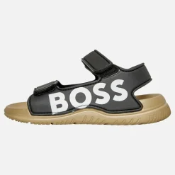 Best Drenge Logo Velcro Rem Sandaler Sort Klip-Klapper Og Sandaler|Klip-Klapper Og Sandaler