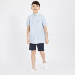 Drenge Lomous skjorte og chino shorts sæt blå og hvid stribet/​navy Blue & White Stripe /​ Navy Shorts|Sæt