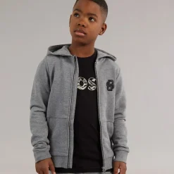 Outlet Drenge lynlås hættetrøje Heather Grey Hættetrøjer Og Sweatshirts