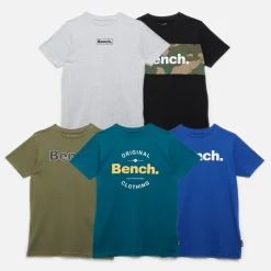 Online Drenge Soderb Fem-pak T-shirts Kobolt/​Teal/​Grå Melange/​Khakigrøn/​Sort Multipakker|T-Shirts Og Undertrøjer