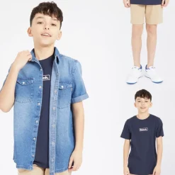 Online Drenge Tobama Skjorte T-shirt Og Chino Shorts Sæt Mid Wash/​Navy/​Stone Sæt|Træningsdragter