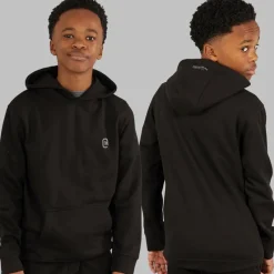Discount Drenge Tre Dele Hættetrøje T-shirt Og Joggingbukser Sæt Sort/​Koksgrå Træningsdragter
