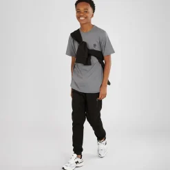 Discount Drenge Tre Dele Hættetrøje T-shirt Og Joggingbukser Sæt Sort/​Koksgrå Træningsdragter