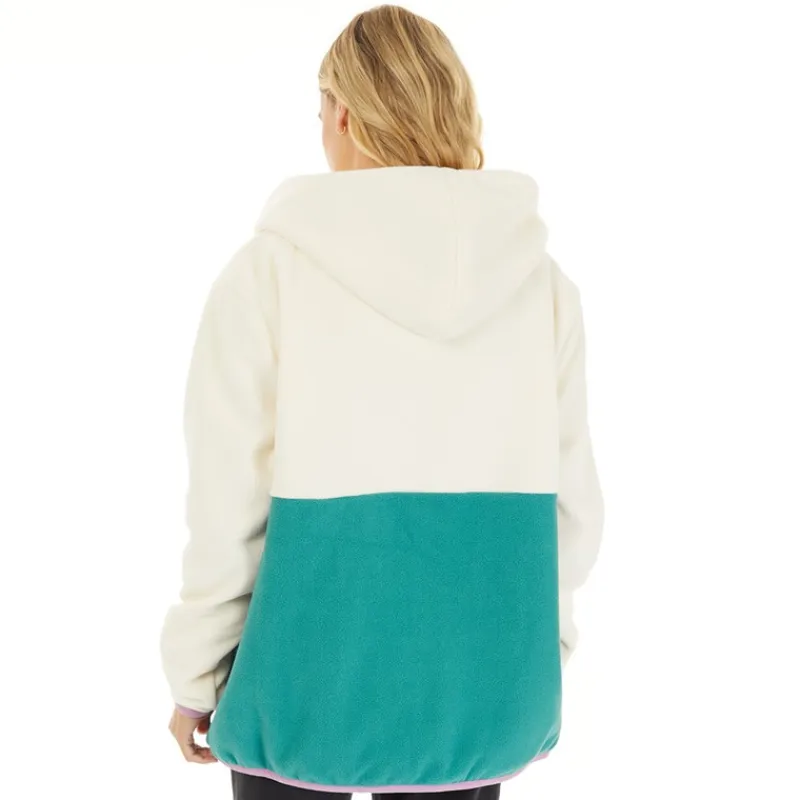 Outlet Fleece med lynlås til kvinder Ecru/Teal Dame Jakker Og Frakker·Fleecetøj|Hættetrøjer Og Sweatshirts·Fleecetøj