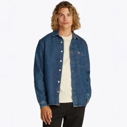 Best Herre Almindelig Langærmet Skjorte Denim Medium T-Shirts, Poloer Og Skjorter·Skjorter
