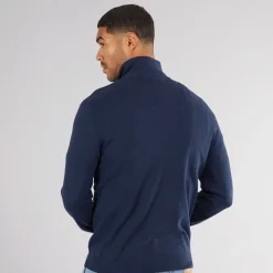 Herre Basis Strik Høj Hals Lynlås Jumper Navy Trøjer Og Cardigans·Trøjer