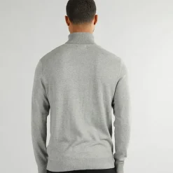 Outlet Herre Basis Strik Rullekrave Jumper Lysegrå Mel Trøjer Og Cardigans·Trøjer