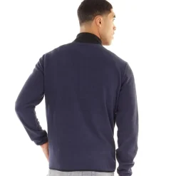 New Herre Blå Fleece Halvzip-Blazer med Flamme Hættetrøjer Og Sweatshirts·Fleecetøj|Træningsdragter Og Joggingbukser·Fleecetøj