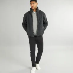 Discount Herre Borg Fleece med Høj Hals Mørkegrå Mel Hættetrøjer Og Sweatshirts·Fleecetøj|Træningsdragter Og Joggingbukser·Fleecetøj