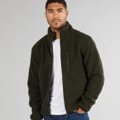 Clearance Herre Borg Fleece med tragthals Khaki Hættetrøjer Og Sweatshirts·Fleecetøj|Træningsdragter Og Joggingbukser·Fleecetøj