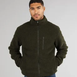 Clearance Herre Borg Fleece med tragthals Khaki Hættetrøjer Og Sweatshirts·Fleecetøj|Træningsdragter Og Joggingbukser·Fleecetøj