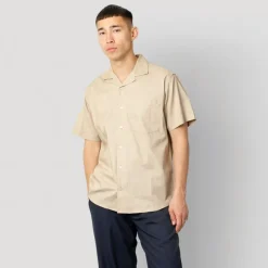 Outlet Herre Bowling Kortærmet Skjorte Khaki T-Shirts, Poloer Og Skjorter·Skjorter