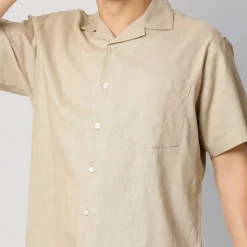 Outlet Herre Bowling Kortærmet Skjorte Khaki T-Shirts, Poloer Og Skjorter·Skjorter