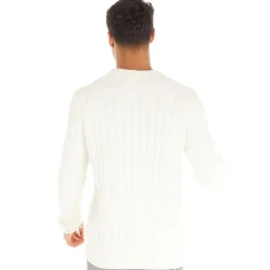 Herre Cable Crew Neck Trøje Ecru Trøjer Og Cardigans·Trøjer