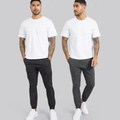 Online Herre Cargobukser med manchet i 2-pak sort/​antracit Jeans Og Bukser·Cargobukser|Jeans Og Bukser·Bukser