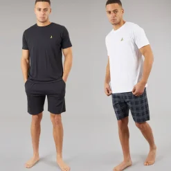 Outlet Herre Carson To Pak T-shirts Og Shorts Loungewear Sæt Navy/​Hvid Undertøj, Sokker Og Nattøj·Nattøj