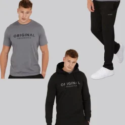 Online Herre Chemberry Hættetrøje T-shirt Og Joggingbukser Med Åben Kant Sæt /​Koksgrå Træningsdragter Og Joggingbukser·Træningsdragter