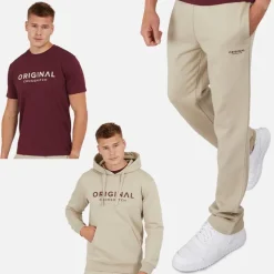 New Herre Chemberry Hættetrøje T-shirt Og Joggingbukser Med Åben Kant Sæt Stone/​Burgundy Træningsdragter Og Joggingbukser·Træningsdragter