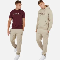 New Herre Chemberry Hættetrøje T-shirt Og Joggingbukser Med Åben Kant Sæt Stone/​Burgundy Træningsdragter Og Joggingbukser·Træningsdragter