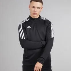 Clearance Herre Condivo 22 1/​4 lynlås træningstop Sort/​Hvid Træning|T-Shirts Og Undertrøjer