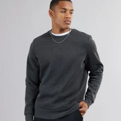 Online Herre Crew Neck Sweatshirt Mørk Antracit Melange Hættetrøjer Og Sweatshirts·Sweatshirts