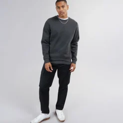 Online Herre Crew Neck Sweatshirt Mørk Antracit Melange Hættetrøjer Og Sweatshirts·Sweatshirts