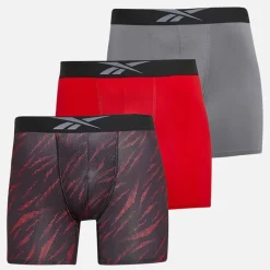 Online Herre Denver Tre Pak Medium Performance Trunks Rød/​Rød Print/​Ren Grå Træning|Undertøj Og Sokker