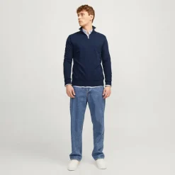 Best Herre Emil Strik 1/​2 Zip Jumper Navy Trøjer Og Cardigans·Trøjer