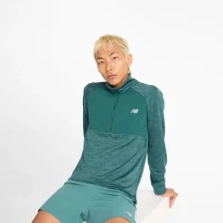 Online Herre Essential Heat Grid 1 /​ 2 Zip Løbe Top New Spruce Træning|T-Shirts Og Undertrøjer