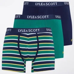 Hot Herre Ethan Tre Pak Trunks Mørkeblå/Blandet Stribe/Kadmium Grøn Multipakker·Undertøj|Undertøj, Sokker Og Nattøj·Boxer Shorts