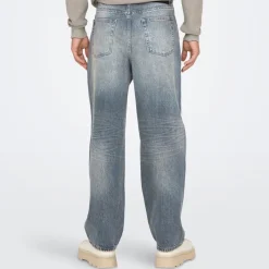 New Herre Fade Løse Jeans Special Blue Grey Denim Jeans Og Bukser·Jeans
