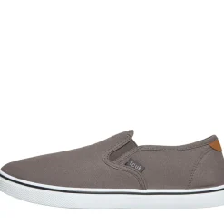 Herre FCUK Dæk Slip On Canvas Pumper Grå Lærredgummisko|Lærredgummisko