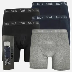 Sale Herre Fem Pakke FCUK Lang Boxer Underbukser FCUK 80 Sort /​ Marine /​ Lys Grå Melange /​ Sort /​ Marine Multipakker·Undertøj|Undertøj, Sokker Og Nattøj·Boxer Shorts