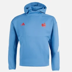 Online Herre FFR Frankrig Rugby Z.N.E. Rejse Hættetrøje Focus Blue Hættetrøjer Og Sweatshirts·Hættetrøjer