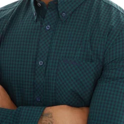 Clearance Herre Gingham Langærmet shirts Grøn T-Shirts, Poloer Og Skjorter·Skjorter