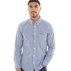 Sale Herre Gingham Langærmet shirts Blå Ternet T-Shirts, Poloer Og Skjorter·Skjorter