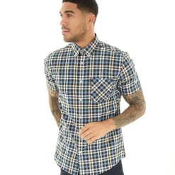 Online Herre Gingham Overcheck Skjorter med korte ærmer kontrolleret T-Shirts, Poloer Og Skjorter·Skjorter