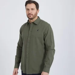 New Herre Grand Prairie Langærmet shirts kakigrøn T-Shirts, Poloer Og Skjorter·Skjorter