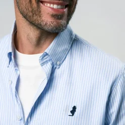 Online Herre Greg Skjorte Light Blue Stripe T-Shirts, Poloer Og Skjorter·Skjorter